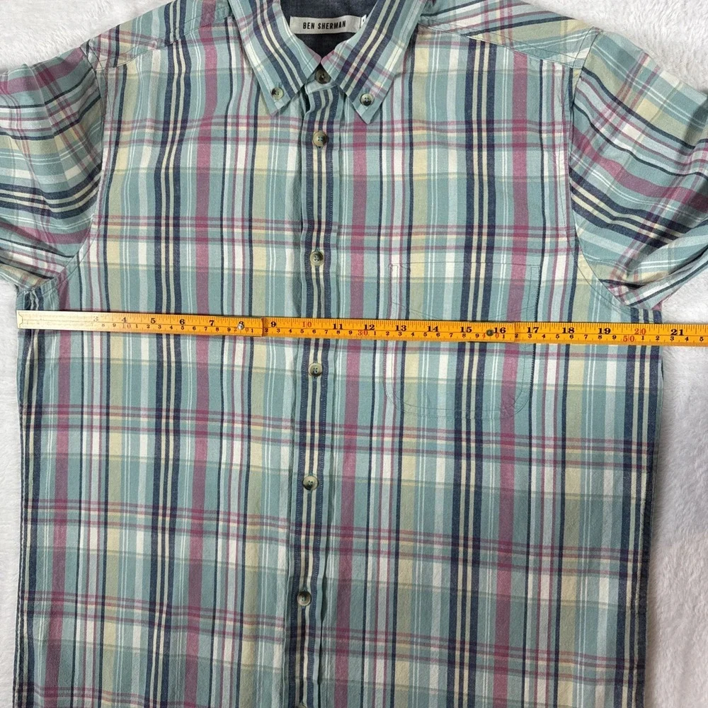 Ben Sherman Men's Plaid‎ Multicolor Medium Long Sleeve Button Up 100% Cotton